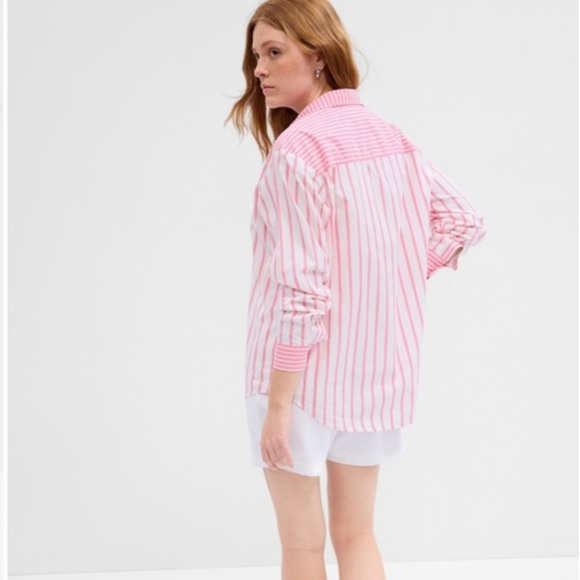 GAP Pink and White Oversized Button Down Shirt - Picture 1 of 10